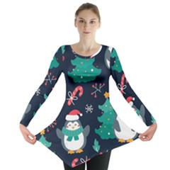 Colorful Funny Christmas Pattern Long Sleeve Tunic  by Ket1n9