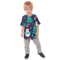 Colorful Funny Christmas Pattern Kids  Raglan T-Shirt