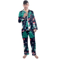 Colorful Funny Christmas Pattern Men s Long Sleeve Satin Pajamas Set by Ket1n9