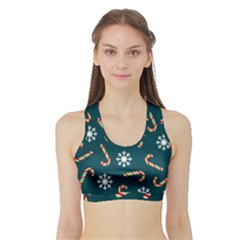 Christmas Seamless Pattern With Candies Snowflakes Sports Bra With Border by Ket1n9