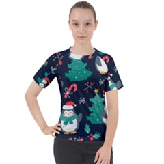 Colorful Funny Christmas Pattern Women s Sport Raglan T-Shirt