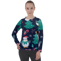 Colorful Funny Christmas Pattern Women s Long Sleeve Raglan T-Shirt