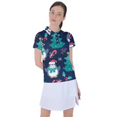 Colorful Funny Christmas Pattern Women s Polo T-Shirt