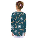 Christmas Seamless Pattern With Candies Snowflakes Kids  Long Sleeve T-Shirt View2