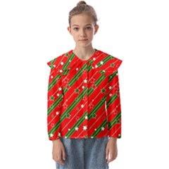 Christmas Paper Star Texture Kids  Peter Pan Collar Blouse by Ket1n9