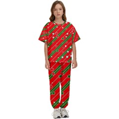 Christmas Paper Star Texture Kids  T-shirt And Pants Sports Set by Ket1n9