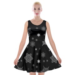 Christmas Snowflake Seamless Pattern With Tiled Falling Snow Velvet Skater Dress by Ket1n9