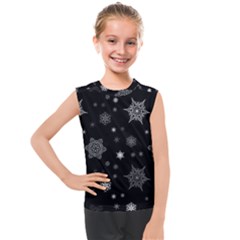 Christmas Snowflake Seamless Pattern With Tiled Falling Snow Kids  Mesh Tank Top by Ket1n9