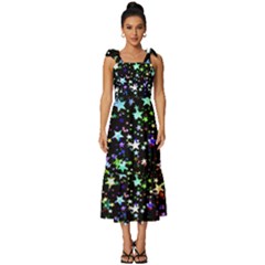 Christmas Star Gloss Lights Light Tie-strap Tiered Midi Chiffon Dress by Ket1n9