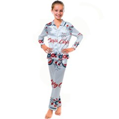 Merry-christmas-christmas-greeting Kids  Satin Long Sleeve Pajamas Set by Ket1n9