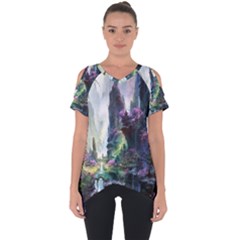 Fantastic World Fantasy Painting Cut Out Side Drop T-shirt