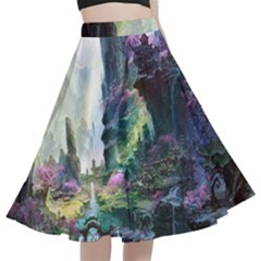 Fantastic World Fantasy Painting A-line Full Circle Midi Skirt With Pocket by Ket1n9