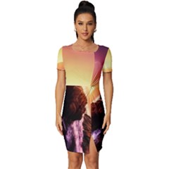 California-sea-ocean-pacific Fitted Knot Split End Bodycon Dress by Ket1n9