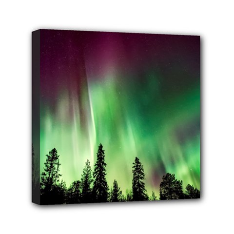 Aurora-borealis-northern-lights Mini Canvas 6  x 6  (Stretched)