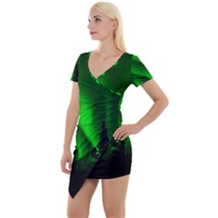 Aurora-borealis-northern-lights- Short Sleeve Asymmetric Mini Dress by Ket1n9