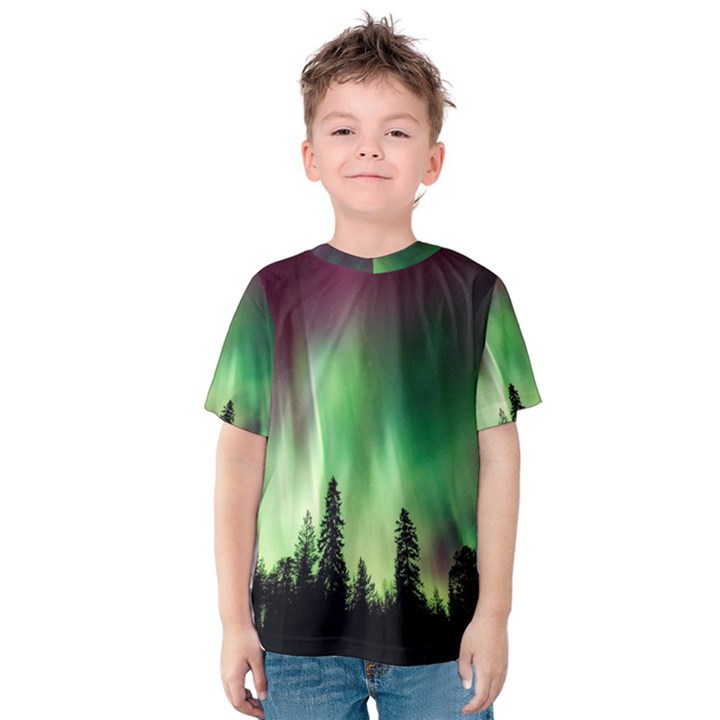 Aurora-borealis-northern-lights Kids  Cotton T-Shirt