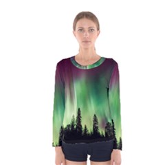 Aurora-borealis-northern-lights Women s Long Sleeve T-Shirt