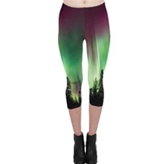 Aurora-borealis-northern-lights Capri Leggings  by Ket1n9