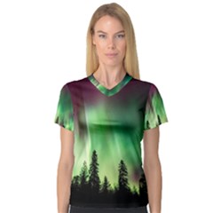 Aurora-borealis-northern-lights V-Neck Sport Mesh T-Shirt