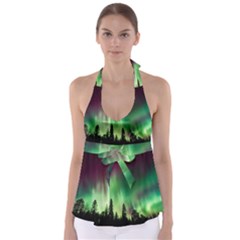 Aurora-borealis-northern-lights Tie Back Tankini Top