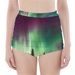 Aurora-borealis-northern-lights High-Waisted Bikini Bottoms