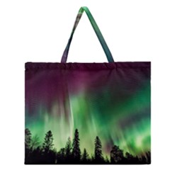 Aurora-borealis-northern-lights Zipper Large Tote Bag