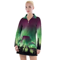Aurora-borealis-northern-lights Women s Long Sleeve Casual Dress