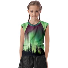 Aurora-borealis-northern-lights Kids  Raglan Cap Sleeve T-shirt