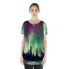 Aurora-borealis-northern-lights Skirt Hem Sports Top