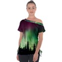 Aurora-borealis-northern-lights Off Shoulder Tie-Up T-Shirt View1