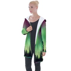 Aurora-borealis-northern-lights Longline Hooded Cardigan