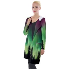 Aurora-borealis-northern-lights Hooded Pocket Cardigan