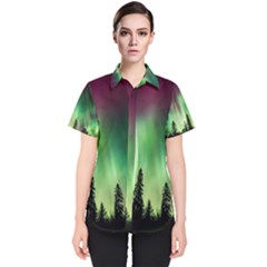 Aurora-borealis-northern-lights Women s Short Sleeve Shirt