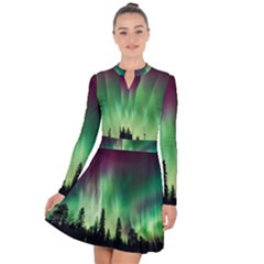 Aurora-borealis-northern-lights Long Sleeve Panel Dress