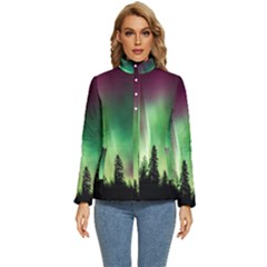 Aurora-borealis-northern-lights Women s Puffer Bubble Jacket Coat