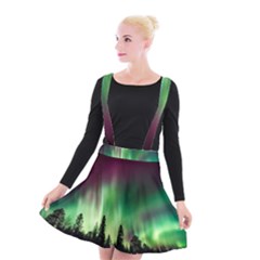 Aurora-borealis-northern-lights Suspender Skater Skirt