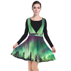 Aurora-borealis-northern-lights Plunge Pinafore Dress