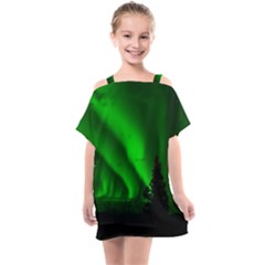 Aurora-borealis-northern-lights- Kids  One Piece Chiffon Dress by Ket1n9