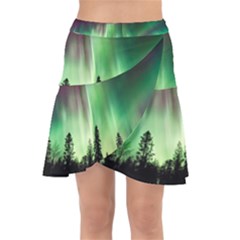 Aurora-borealis-northern-lights Wrap Front Skirt