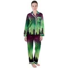 Aurora-borealis-northern-lights Women s Long Sleeve Satin Pajamas Set	