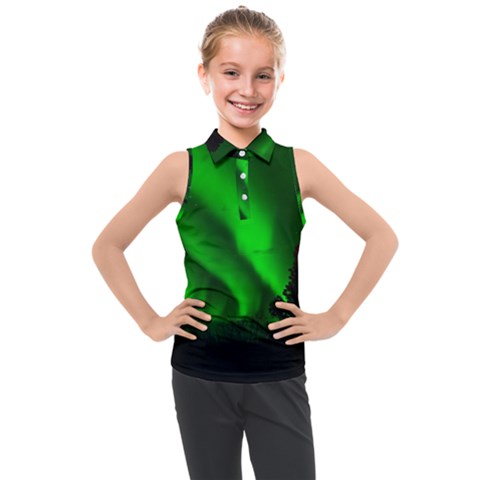 Aurora-borealis-northern-lights- Kids  Sleeveless Polo T-shirt by Ket1n9