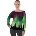 Aurora-borealis-northern-lights Off Shoulder Long Sleeve Velour Top View1