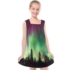 Aurora-borealis-northern-lights Kids  Cross Back Dress