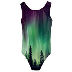 Aurora-borealis-northern-lights Kids  Cut-Out Back One Piece Swimsuit