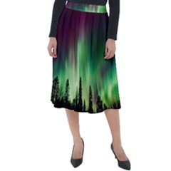 Aurora-borealis-northern-lights Classic Velour Midi Skirt 