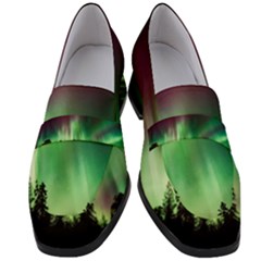 Aurora-borealis-northern-lights Women s Chunky Heel Loafers
