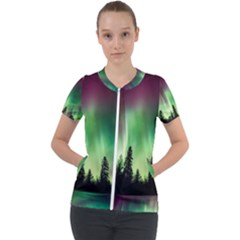 Aurora-borealis-northern-lights Short Sleeve Zip Up Jacket