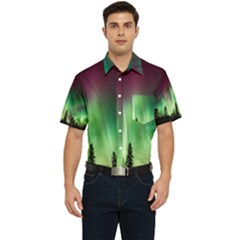Aurora-borealis-northern-lights Men s Short Sleeve Pocket Shirt 