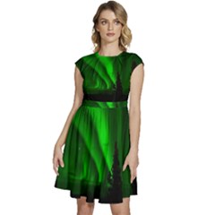 Aurora-borealis-northern-lights- Cap Sleeve High Waist Dress by Ket1n9