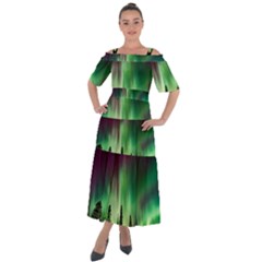 Aurora-borealis-northern-lights Shoulder Straps Boho Maxi Dress 